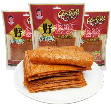 好老婆辣片8090后辣条麻辣零食儿时怀旧香辣老式大辣片手撕宽辣片