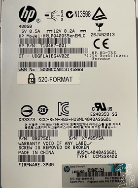 HP/惠普 400GB 2.5“ SAS 6G SSD 固态硬盘727402-001 710487-002