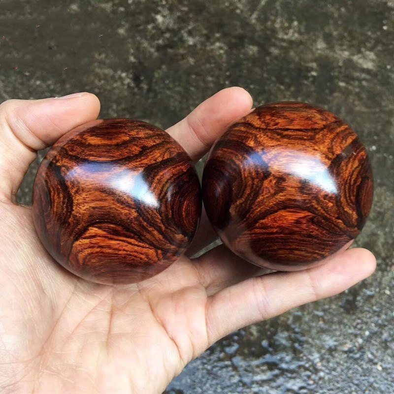 海南黄花梨保健球老油梨蜘蛛对眼纹5.0cm实木手球文玩手把件按摩