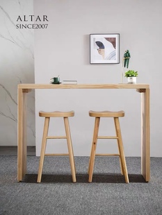 全实木吧台桌家用靠墙高脚桌现代简约小户型客厅隔断桌椅吧台组合