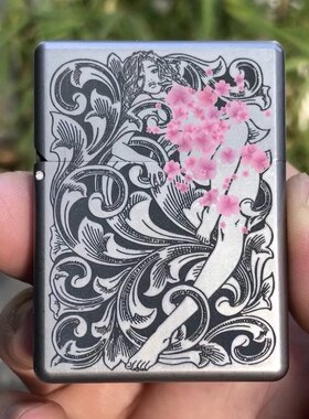 TC4纯钛合金煤油打火机配zippo内胆6面精雕 唐草仙子