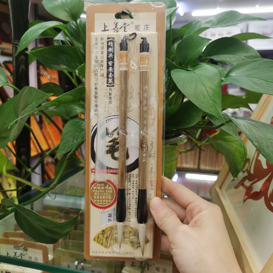 上善堂精致大小楷尖紫豪毛筆 初學者套裝 內(nèi)附4張水寫布 兼毫毛筆