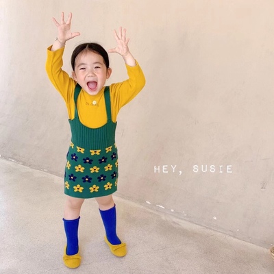 秋长袖+吊带裙女童小童1-5岁上衣