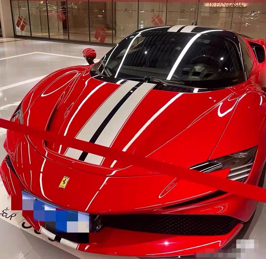 法拉利sf90汽车改装贴纸机盖彩条
