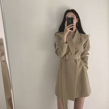 休闲小西服高级感气质职业装 西装 英伦风中长款 修身 外套女春秋韩版