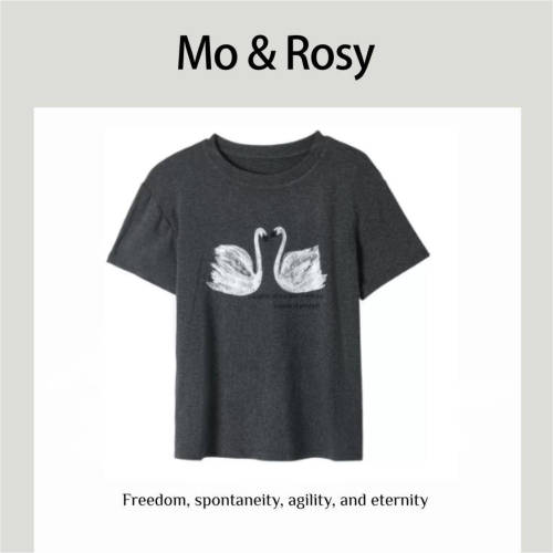 MO&ROSY【浪漫舞曲】个性百搭圆领天鹅短袖MR512J050
