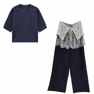 小四专享 套装 设计感蕾丝拼接卫衣 两件套女时尚 323 阔腿裤