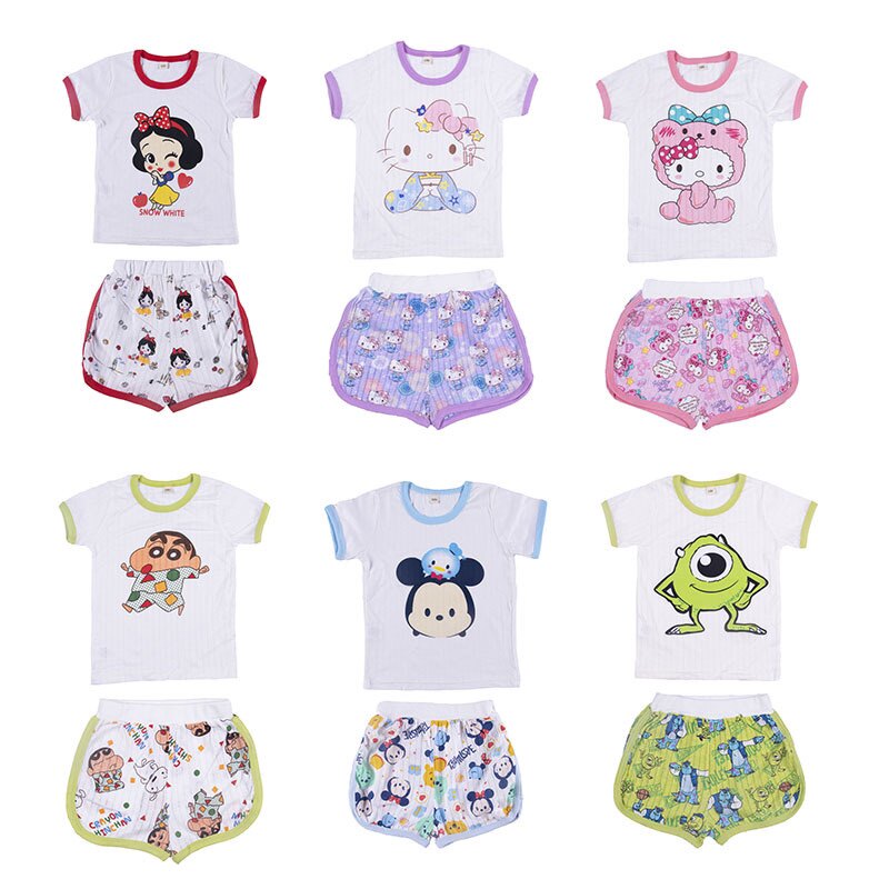 2022童装春夏新品宝宝呼吸棉纯棉速可爱卡通环保印花短袖套装