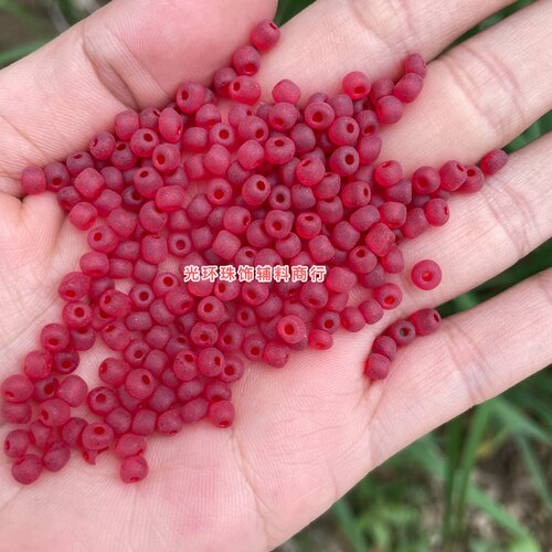diy磨砂红色玻璃项链耳饰散珠