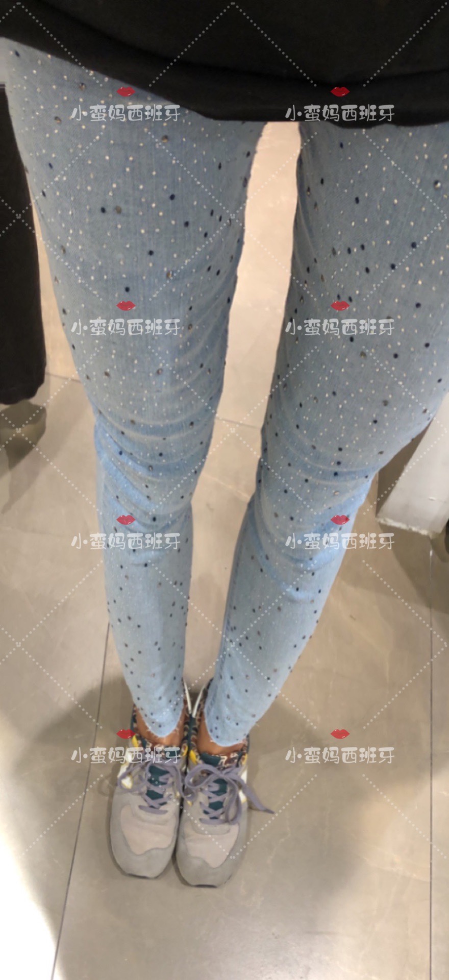 Calzedonia薄款高腰贴钻毛边修身弹力长裤小蛮妈西班牙牛仔裤现货