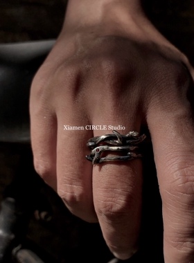 蓝宝石碧玺鸽血红设计师暗黑戒指