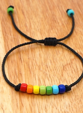 小众饰品玻璃彩珠友谊本命年红绳