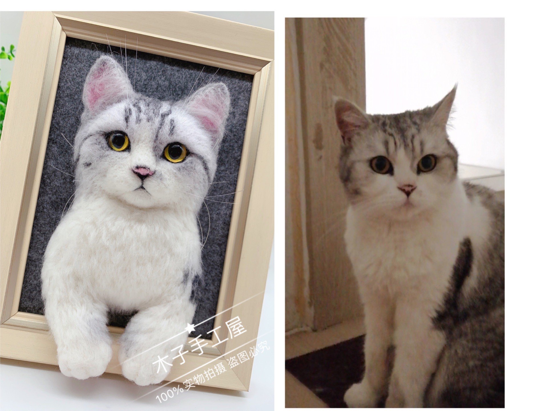羊毛毡纯手工来图定制宠物猫猫美短布偶相框摆件摆台微景观办公室