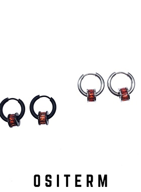 OSITERM限定血橙色钻石耳圈钛钢耳环锆石街头时髦李斯丹妮符龙飞