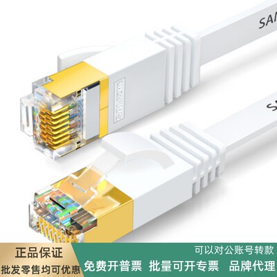 山泽(SAMZHE)CAT-710A 七类CAT7类扁平网线 镀金屏蔽双绞跳线10米