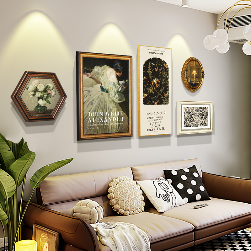 现代美式客厅装饰画法式轻奢挂画沙发背景墙壁画小众书房欧式墙画图片