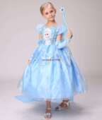Girls Elsa Children Snow Kids Cape Queen Gloves .HOT Dress