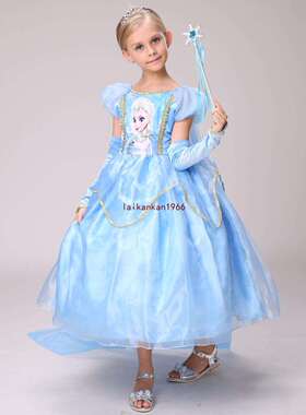 .HOT!Snow Queen Girls Elsa Dress+Gloves+Cape Children Kids