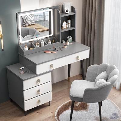 梳妆台卧室现代简约小户型轻奢高级感书桌床头柜收纳柜一体化妆桌