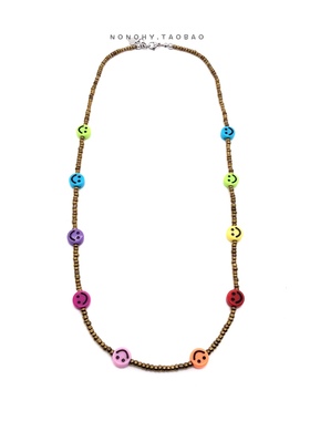 欧美小众品牌设计笑脸项链珠子