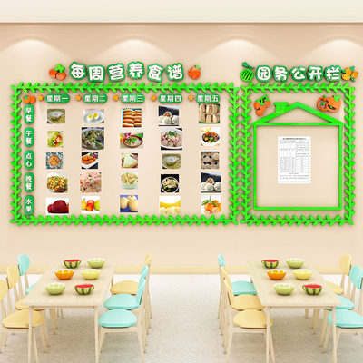 幼儿园墙面装饰大厅开学季环创材料布置立体食谱展示板园务公开栏