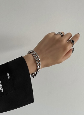 LINZ STUDIO 酷girl ins小众设计冷淡风简约男女情侣钛钢手链手饰