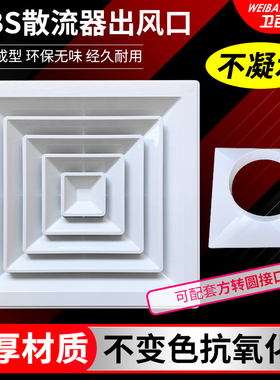 中央空调出风口abs方形散流器新风管排气口出风罩换气通风口百叶