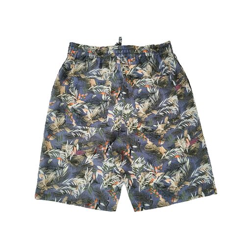 西里布亚麻沙滩复古印花休闲裤