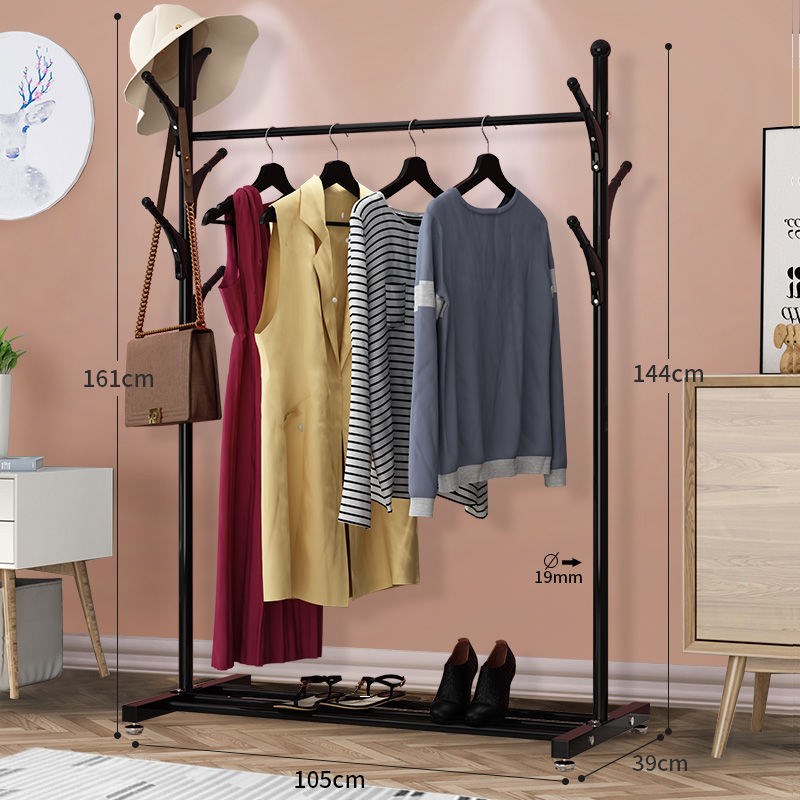 折叠简约现代卧室整装家用简易单杆F式挂衣架室内晾衣架衣服架子