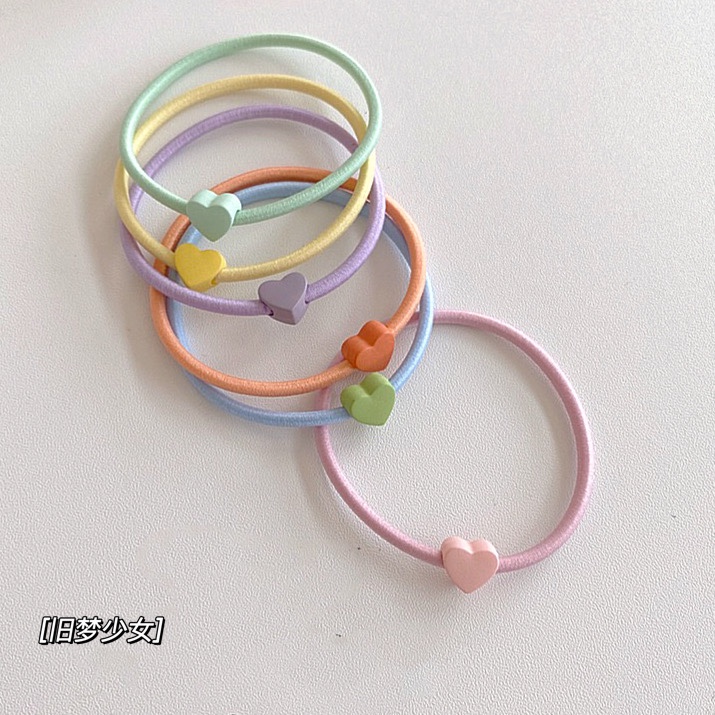 日系韩国小爱心发圈糖果色发绳子简约头绳弹力发绳扎橡皮筋 12条