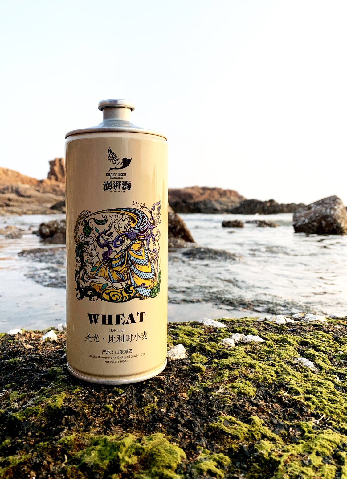 青岛崂滨澎湃海精酿啤酒 1000ml*4易拉罐装礼盒全麦白啤craftbeer