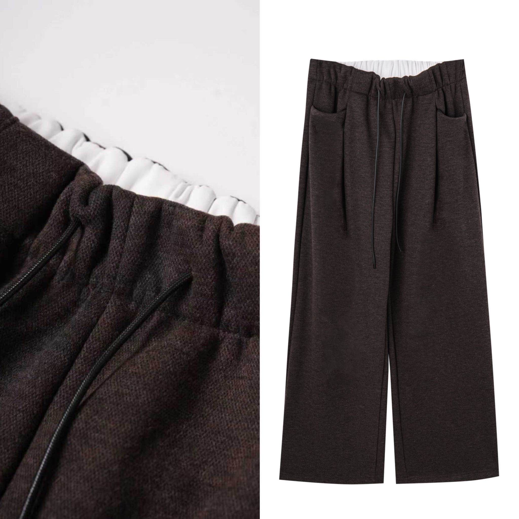 AndM高端Studio 加厚宽松休闲裤拖地阔腿抽绳高腰裤子1126