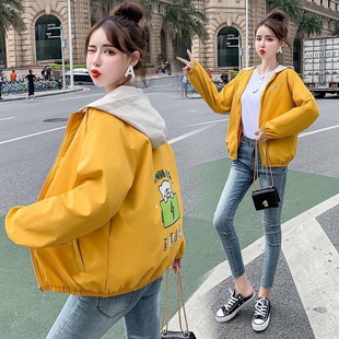 小个子学生初短款 春季 宽松春秋新款 外套女潮ins韩版 情侣夹克 薄款