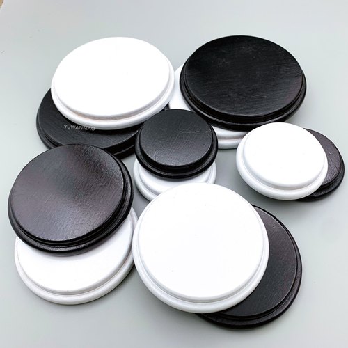 黑色圆木片软陶人偶底座石塑粘土