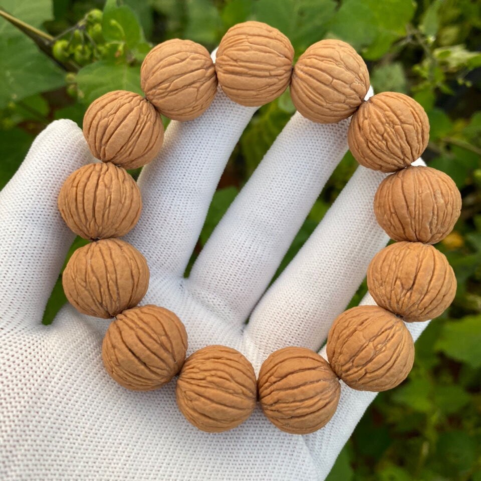 正圆凤羽猴头核桃手串尺寸矮桩野生老树原桩无修毕业猴头手串