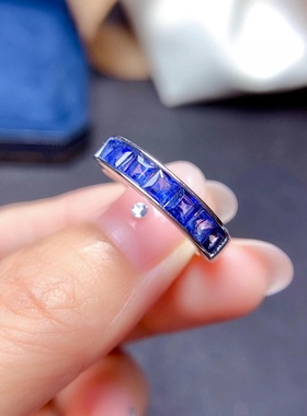 天然无烧斯里兰卡纯银蓝宝石戒指