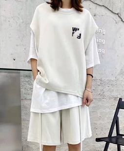 欧货沐西009短款偏厚纯棉马夹女潮无袖宽松大码休闲马甲2024夏季