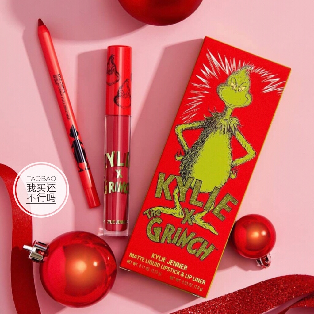 Kylie圣诞限量How the Grinch Stole Christmas唇釉唇线笔套盒 彩妆/香水/美妆工具 唇彩/唇蜜/唇釉/唇泥 原图主图