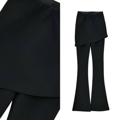 【小四专享】假两件屁帘微喇裤高腰窄版显瘦喇叭裤