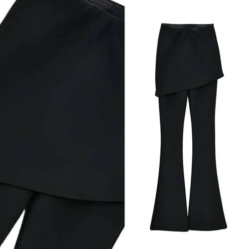 【小四专享】假两件屁帘微喇裤高腰窄版显瘦喇叭裤