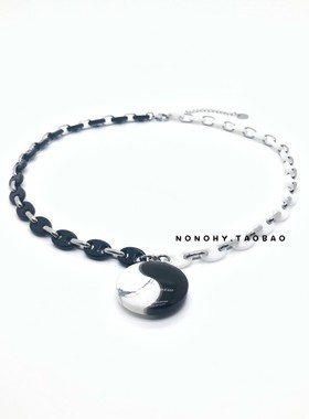 中国新说唱八卦暗黑音符吊坠项链