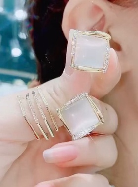 韩国设计高级感猫眼小巧网红银针