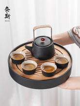 小型茶盘简易陶瓷功夫泡茶壶喝茶杯 家用轻奢日式 2023新款 茶具套装