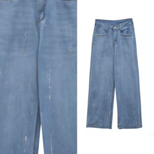 烫钻牛仔裤 玉米专享 闪闪惹人爱 3025 设计感宽松阔腿裤