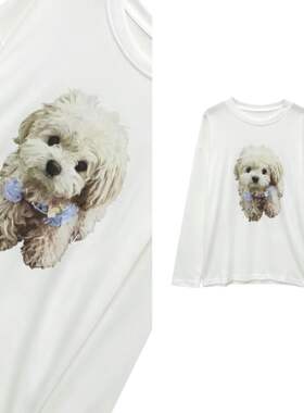 【玉米专享】韩系甜美~可爱萌宠狗狗印花防晒罩衫T恤上衣4016