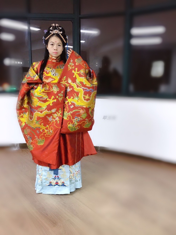 现货明制织锦立领汉服