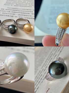 925银天然深海大溪地黑珍珠戒指