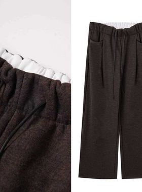 【甜甜圈专享】慵懒加厚保暖宽松休闲裤拖地阔腿抽绳高腰裤子1112