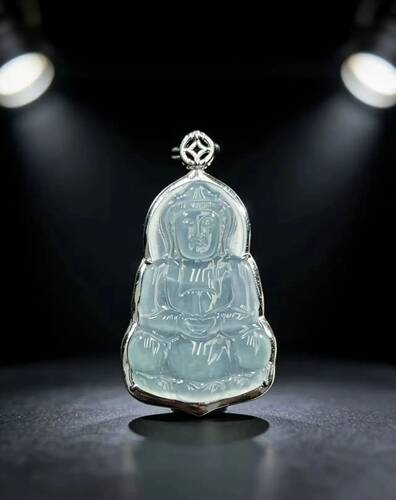 【翡卡拉】天然A货翡翠观音吊坠