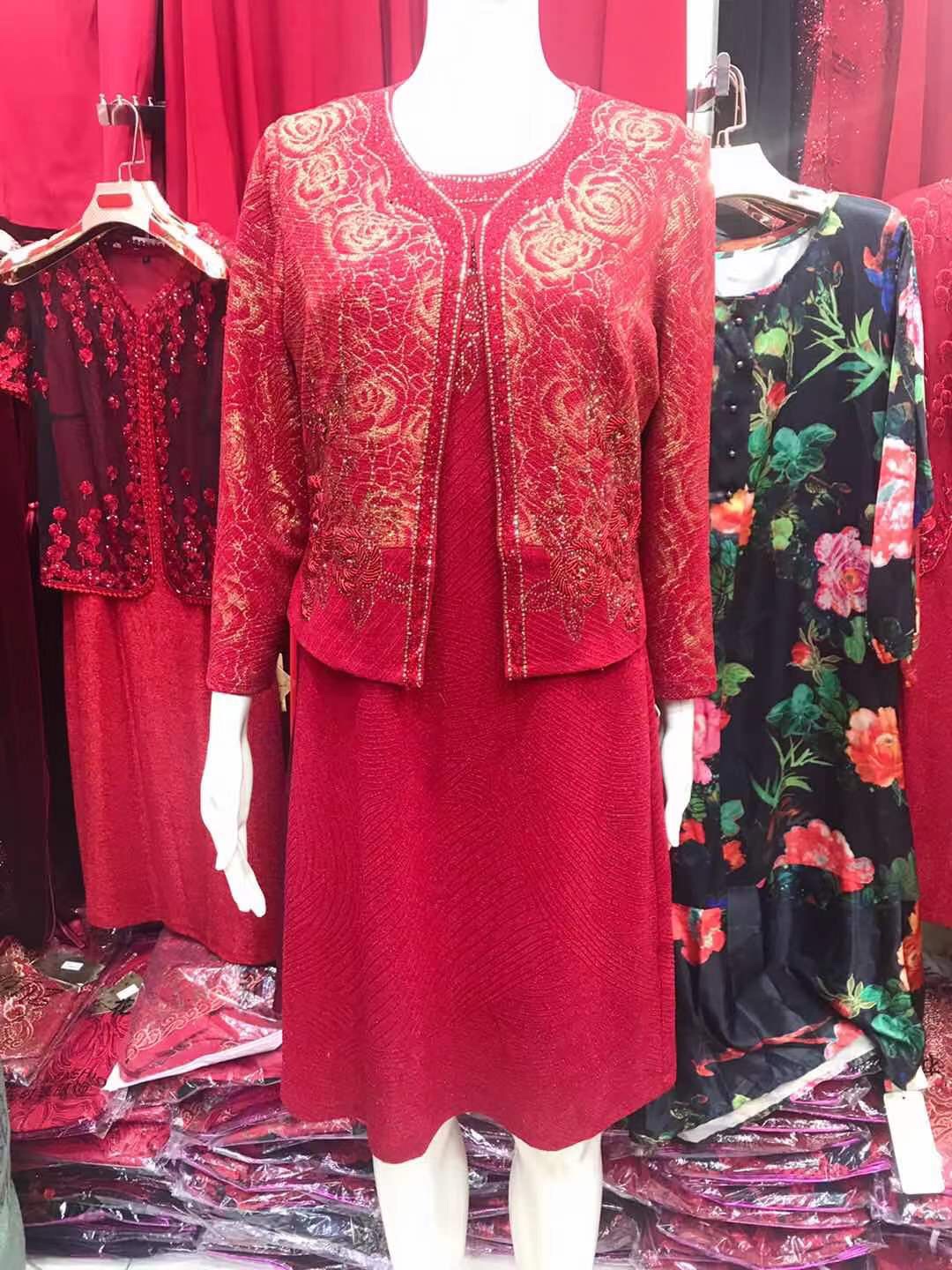 富贵枝花婚庆婆婆妈妈装风两件套